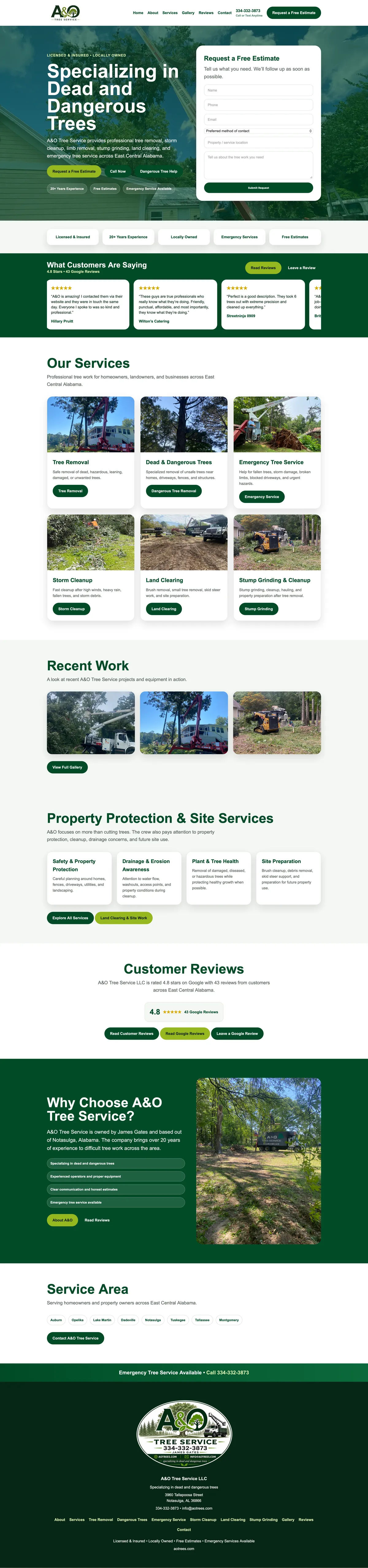 A&O Tree Service website
