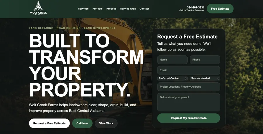 Wolf Creek Farms website